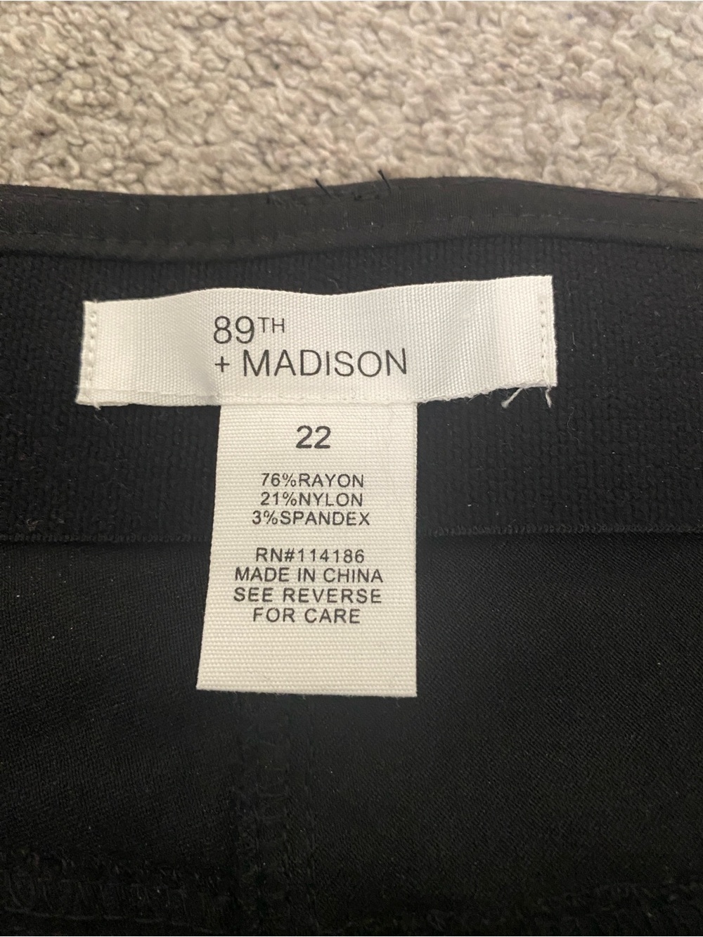 89th & Madison Black Stretch Bottom